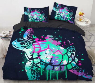 3D Green Turtle ZHUA8333 Bed Pillowcases Quilt Duvet Cover Set Queen King Zoe