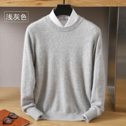 Herren 100% reiner Nerz Kaschmir Pullover O-Ausschnitt Pulli Strickpullover Herbst - Bild 22 von 27