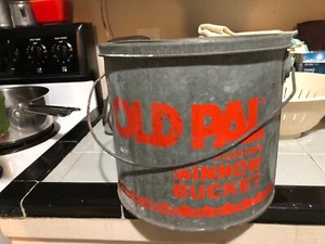 Vintage OLD PAL Fishing Floating Minnow Bait Bucket Galvanized Metal