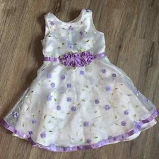 Youngland Girl 4 White Sleeveless Formal Chiffon Dress Purple Floral Embroidery