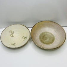 Hand Thrown Pottery Compote And Soup Bowls Signed AN
