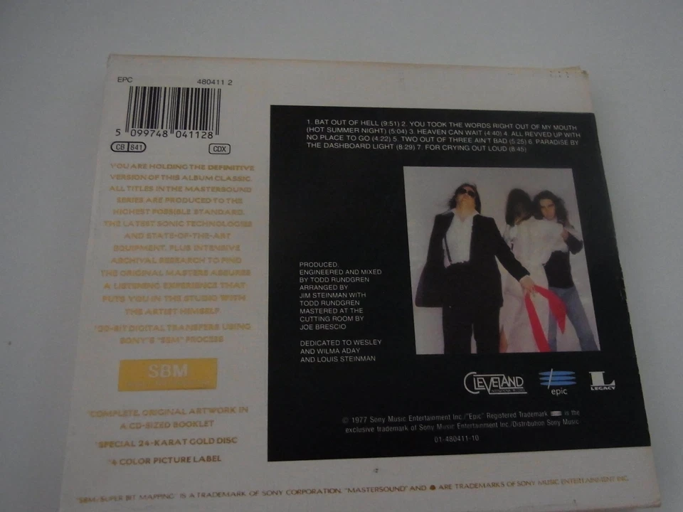 Meat Loaf  /  Bat out of Hell    SBM   CD     (  24 karat Gold ) - Bild 2 von 3