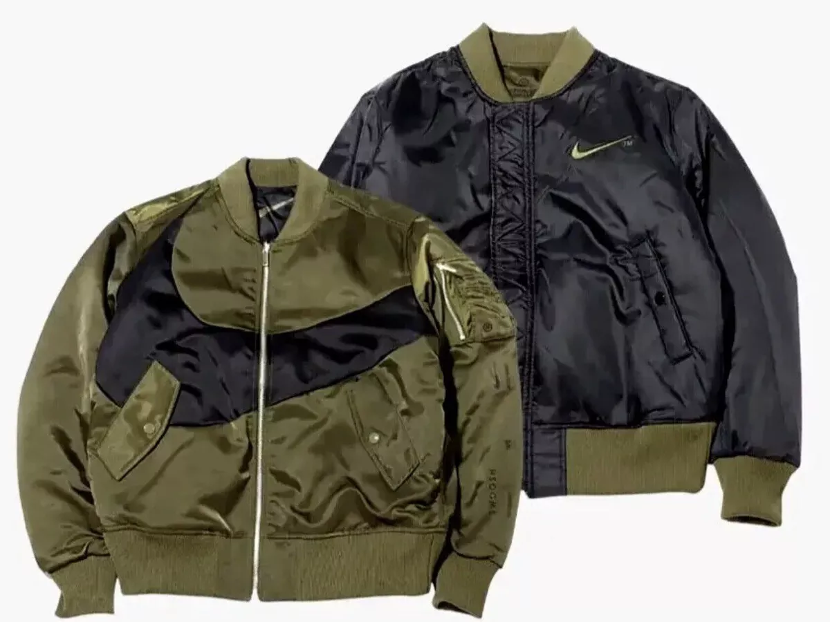 Nike Sportswear Swoosh Reversible Bomber Jacket Green DD6055 326 Men s Size L