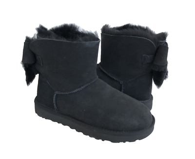 UGG CLASSIC MINI BAILEY HERITAGE BOW BLACK BOOTS US 5 / EU 36 / UK 