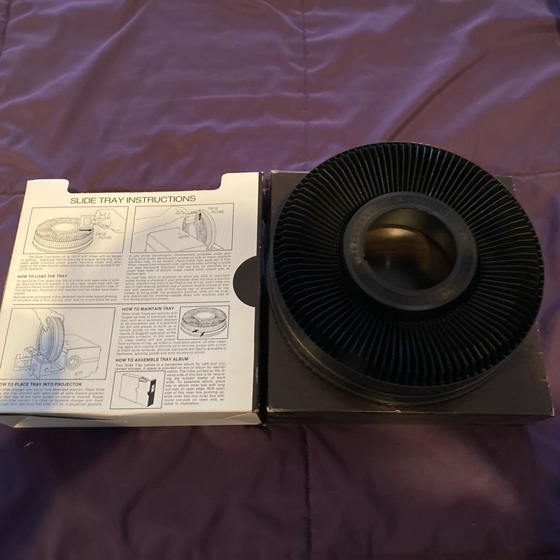 100 Slide Keystone Carousel Tray for Kodak Projector with Dust Cover Box