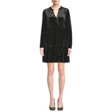 The Get Women's Velvet Tiered Dress, Black, Small