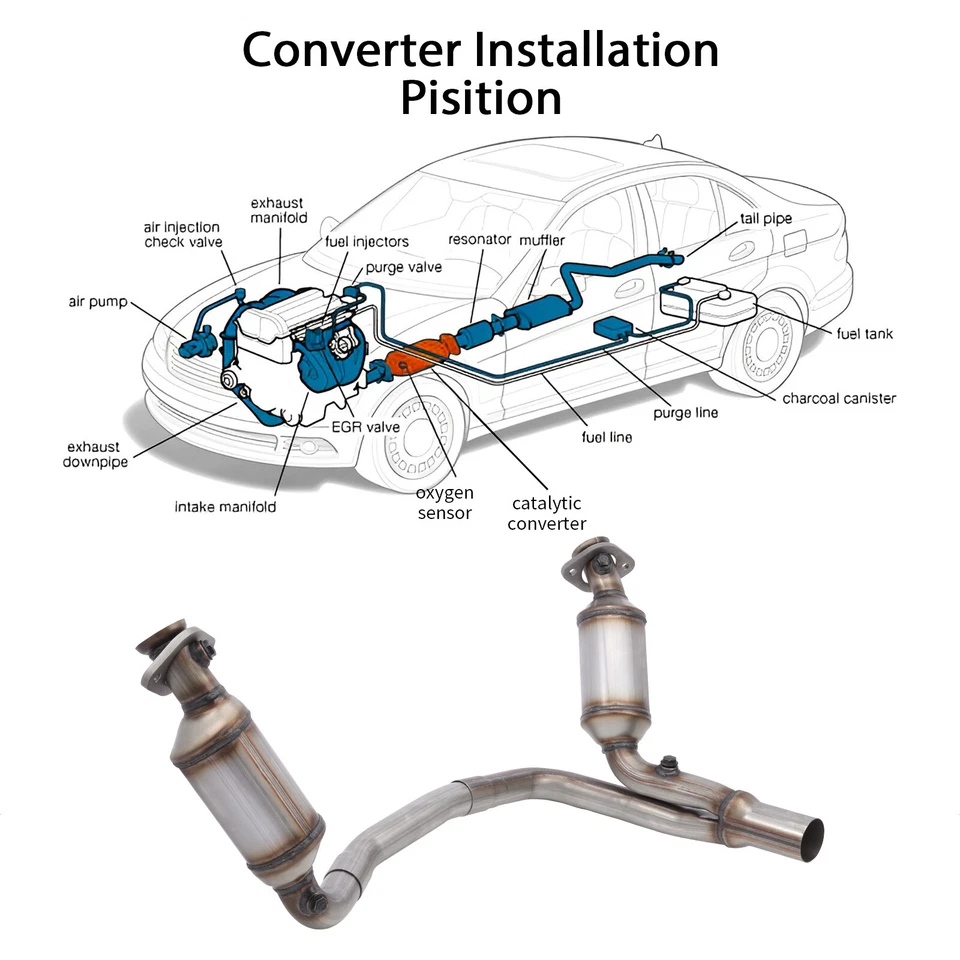 Catalytic Converters Y Pipe For Dodge Dakota 3.7L & 4.7L 2005-2007 EPA Approved Foto 4 de 4