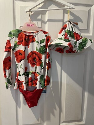 Next Girls Sun Safe Set Swimsuit Sun Hat 1-2 Years UK
