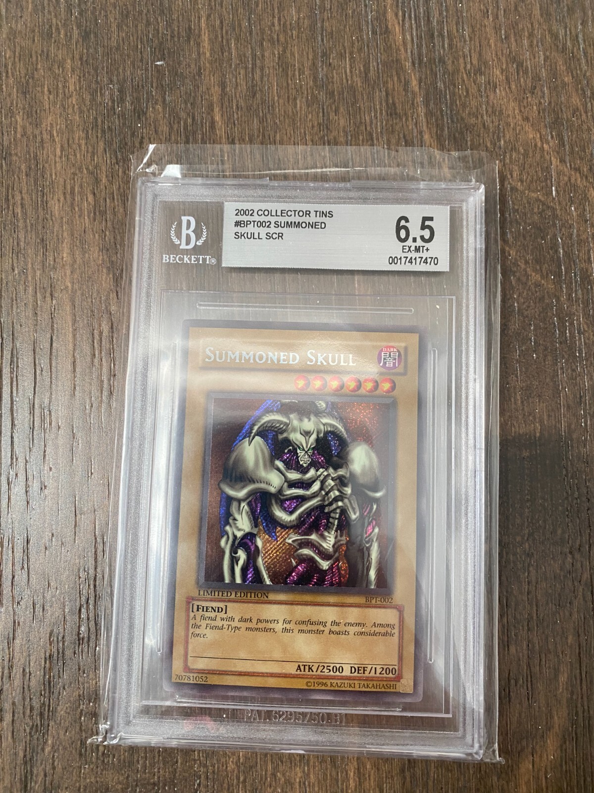 2002 BPT002 Summoned Skull SCR Tin Card PSA 6.5 EX-MT+