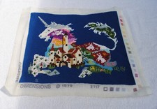 Vintage Finished Needlepoint Unicorn Fantasy ...