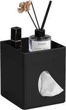 Tissue Box Cover, PU Leather Square Tissue Box Holder with Storage Tray for Bath