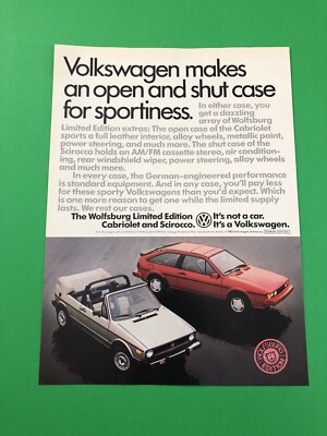 1985 1986 VOLKSWAGEN SCIROCCO VW VINTAGE ORIGINAL PRINT AD ADVERTISEMENT