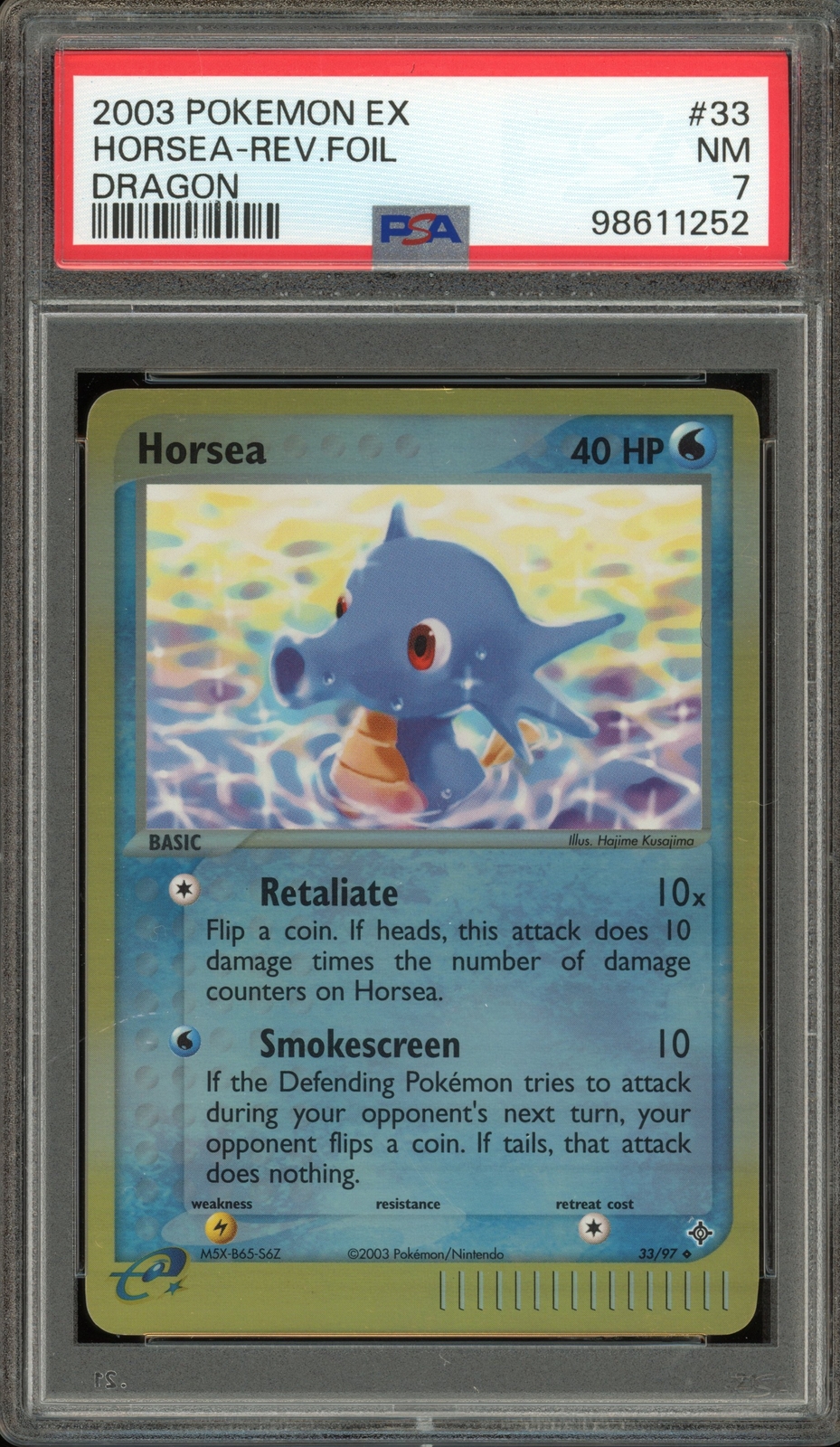 Pokemon Horsea EX Dragon Reverse Holo #33 PSA 7