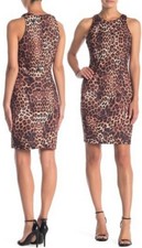 Alexia Admor LEOPARD Daphne Jewel Neck Dress Sz: L - $199 now $79.99 (60% OFF)
