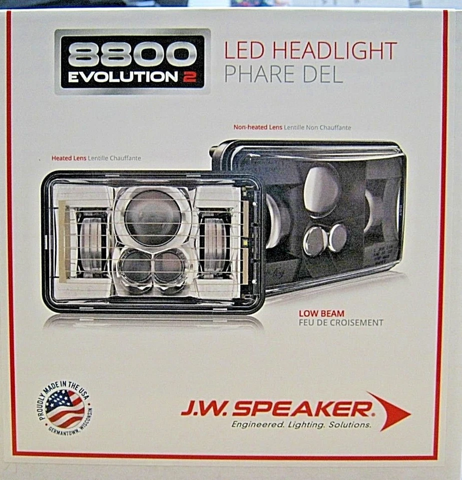 NEW SET of 2 JW SPEAKER LED LOW BEAM HEADLIGHTS 4" X 6"  HEATED w/ CHROME BEZEL - Image 2 of 4