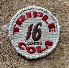 Ancien écusson brodé publicitaire original triple 16 oz cola soda