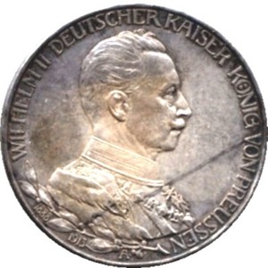 elf Germany Prussia 3 Mark 1913 A   Kaiser in Uniform  25th Year of Reign  3133