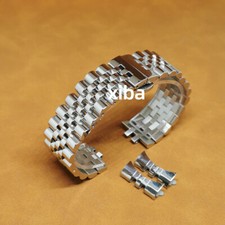 Polished Jubilee Curved End Bracelet 12mm-22mm Stainless Steel Watch Band Strap