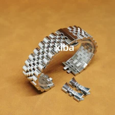 Polished Jubilee Curved End Bracelet 12mm-22mm Stainless Steel Watch Band Strap