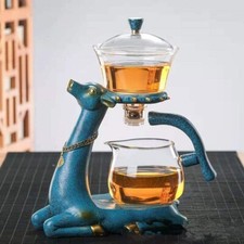 Heat-Resistant Kungfu Glass Tea Set Semi Automatic Magnetic Deer Teapot Gift