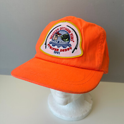 Vintage Western Outdoor News Striper Derby 1991 Snapback Hat Lake Havasu Orange