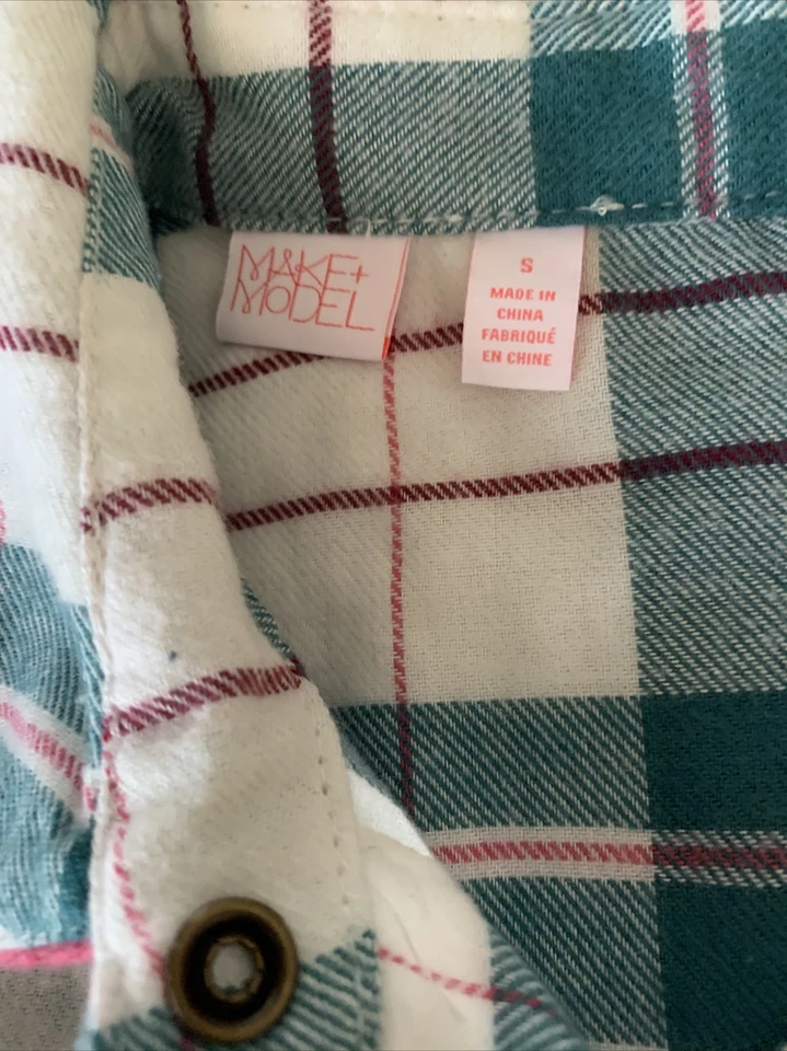 NUEVO SIN ETIQUETAS HACER MODELO Pijama a Cuadros Verde Blanco PJ Prendas para Dormir Camisa Franela Pequeña Foto 3 de 4