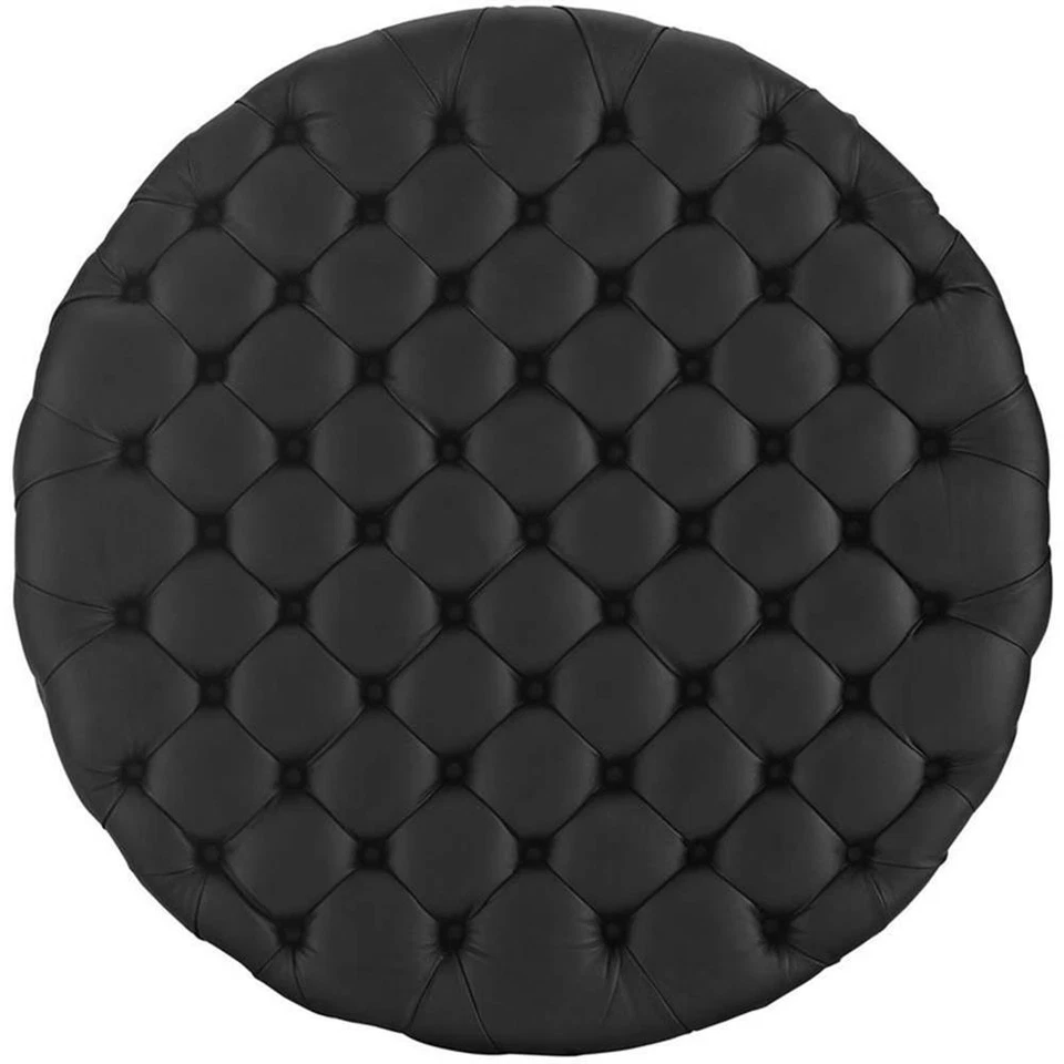 Modway Amour Modern Upholstered Vinyl and Solid Wood Ottoman in Black - Image 4 of 4