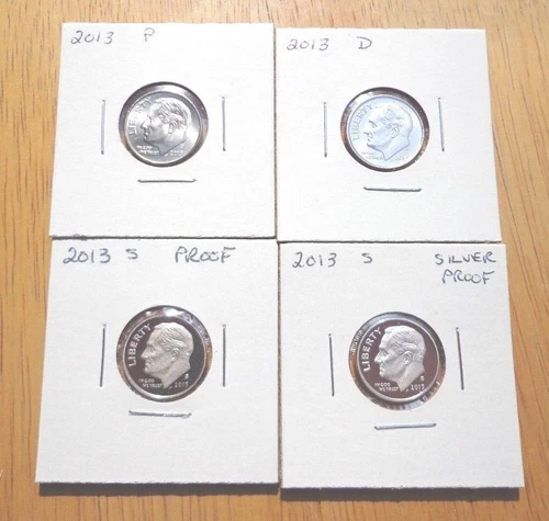 2013 P D S S Roosevelt Dime Proof Silver Proof 4 Coin Set Lot
