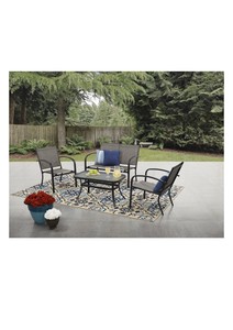 Mainstays Woodland Hill 4 Piece Sling Patio Furniture Set Gray Metal Ebay