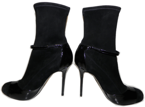 Sergio Rossi Black Stretch Suede Platform Ankle Boot  Bootie 39.5 Pump New - Picture 4 of 7