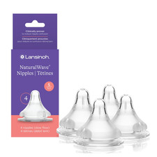 Naturalwave Baby Bottle Nipples, Slow Flow, 4 Pack, BPA-Free, Anti-Colic