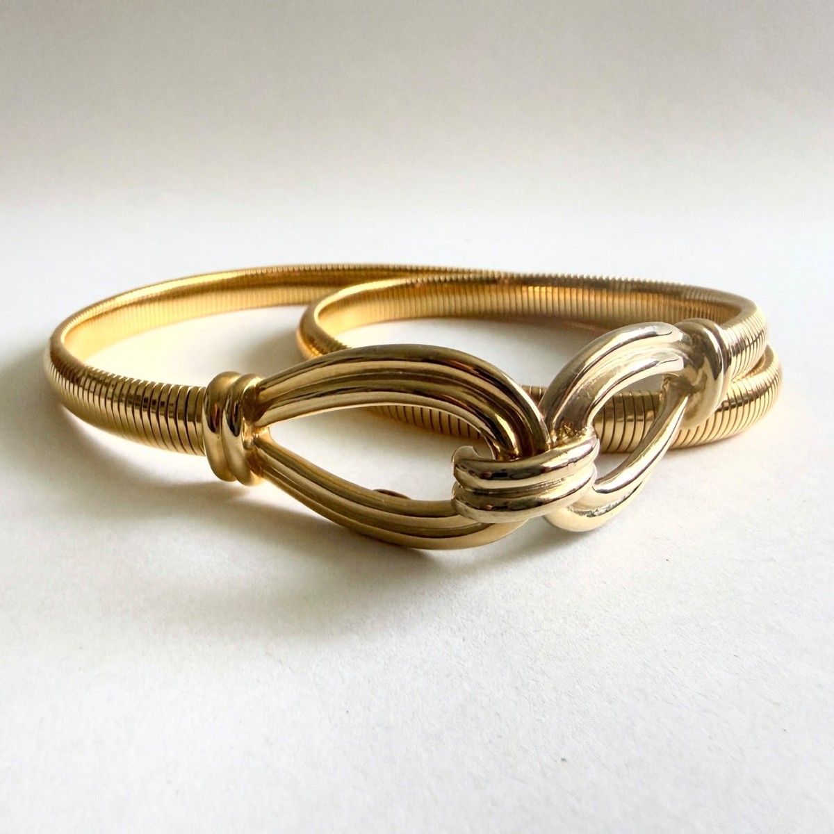 HATTIE CARNEGIE 1950s Belt Gold Tone Omega Snake Coil Love 