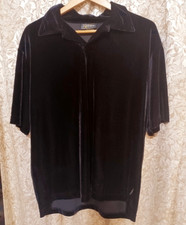 Vintage POP ICON Men's Black Velvet Shirt XL Made in USA