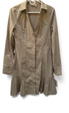 ASOS Tan button up dress with collar and pleated bottom #boho Women Sz.4