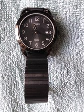 Timex Men's Highland Street T2P135 Black Dial Expansion Watch WORKING