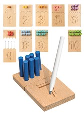 Counting Peg Boards and Number Tracing for Kids - Wooden Montessori Arithmeti...