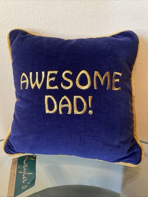 Awesome Dad Deep Navy and Gold Pillow Leyla s Eastern Accents 9  NWT Retail $39