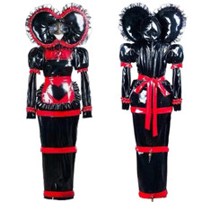 Cos Girl Sissy Maid Black Pvc Lockable Dress Cosplay Costumes Tailor-made