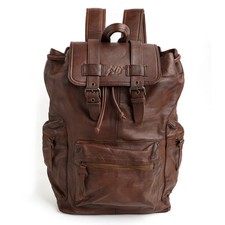 Vintage Leather Backpack Outer Pocket Fits 15.6" Laptop Professional Mens Bag