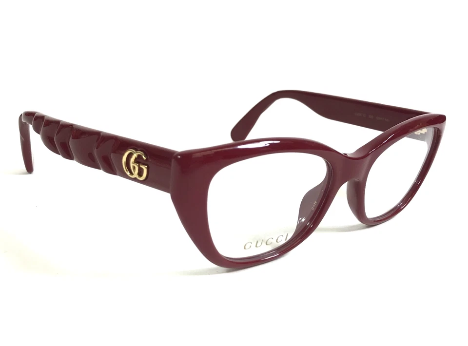 Monturas para gafas Gucci GG0813O 003 Borgoña brillante ojo de gato borde completo 52-17-145 Foto 3 de 4