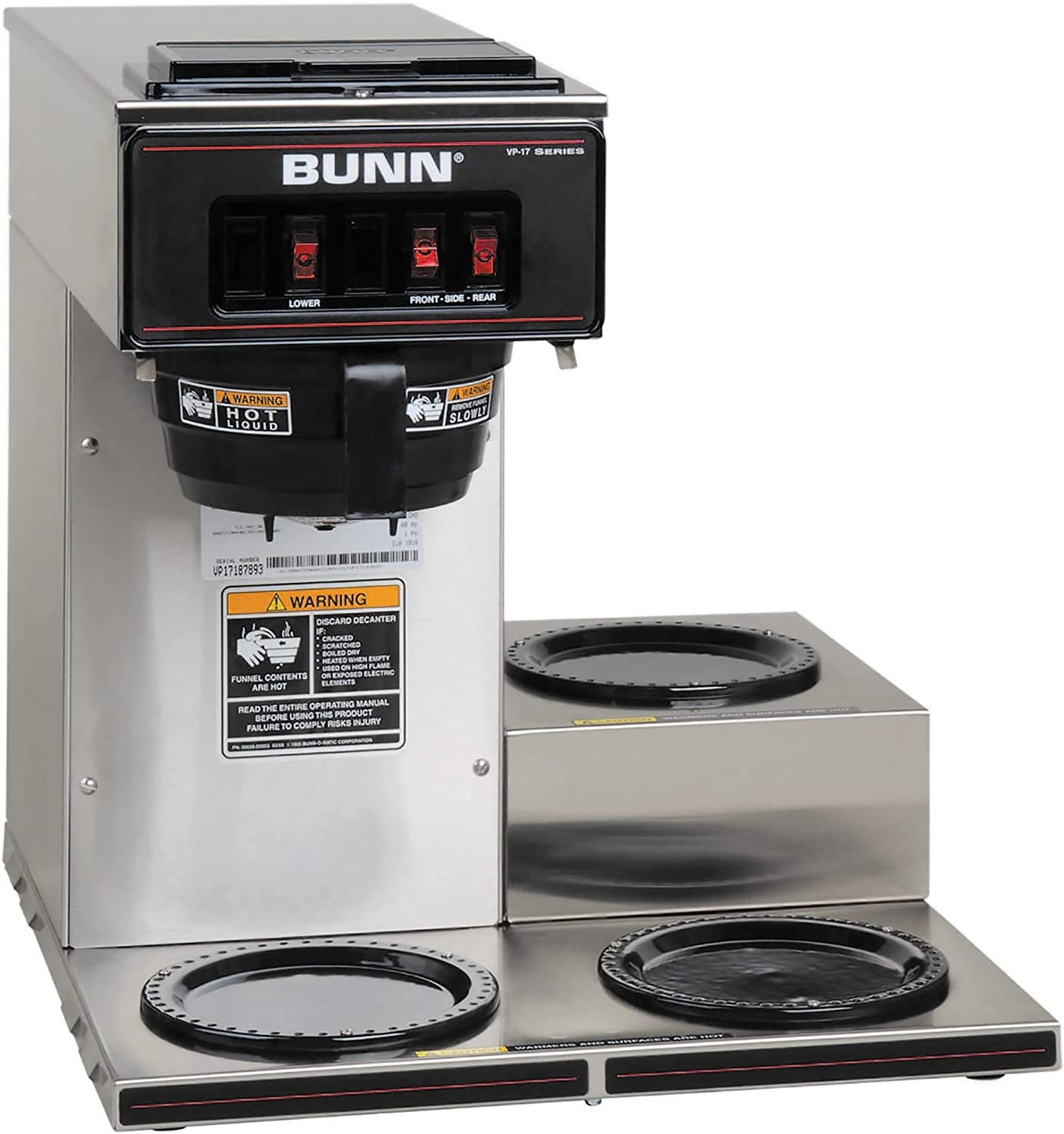VP17-3, 12-Cup Low Profile Pourover Commercial Coffee Maker,