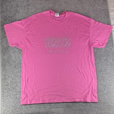 Gildan Short Sleeve Shirt Pink Rhinestone Las Vegas Circus Circus Womens XL