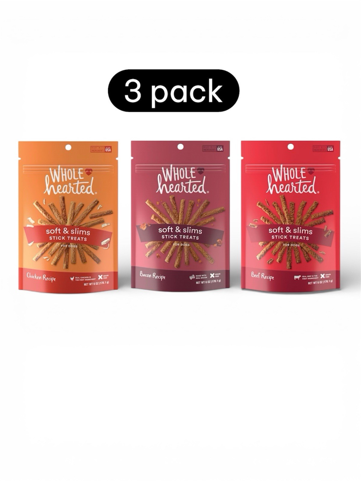 WholeHearted Grain Free Dog Food- Stick Treats Chicken, Baco