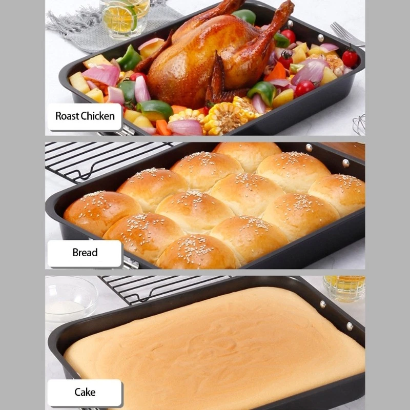 15Inch Turkey Roasting Pan Includes V-Shape Grill Rack Carbon Steel Roasting Pan