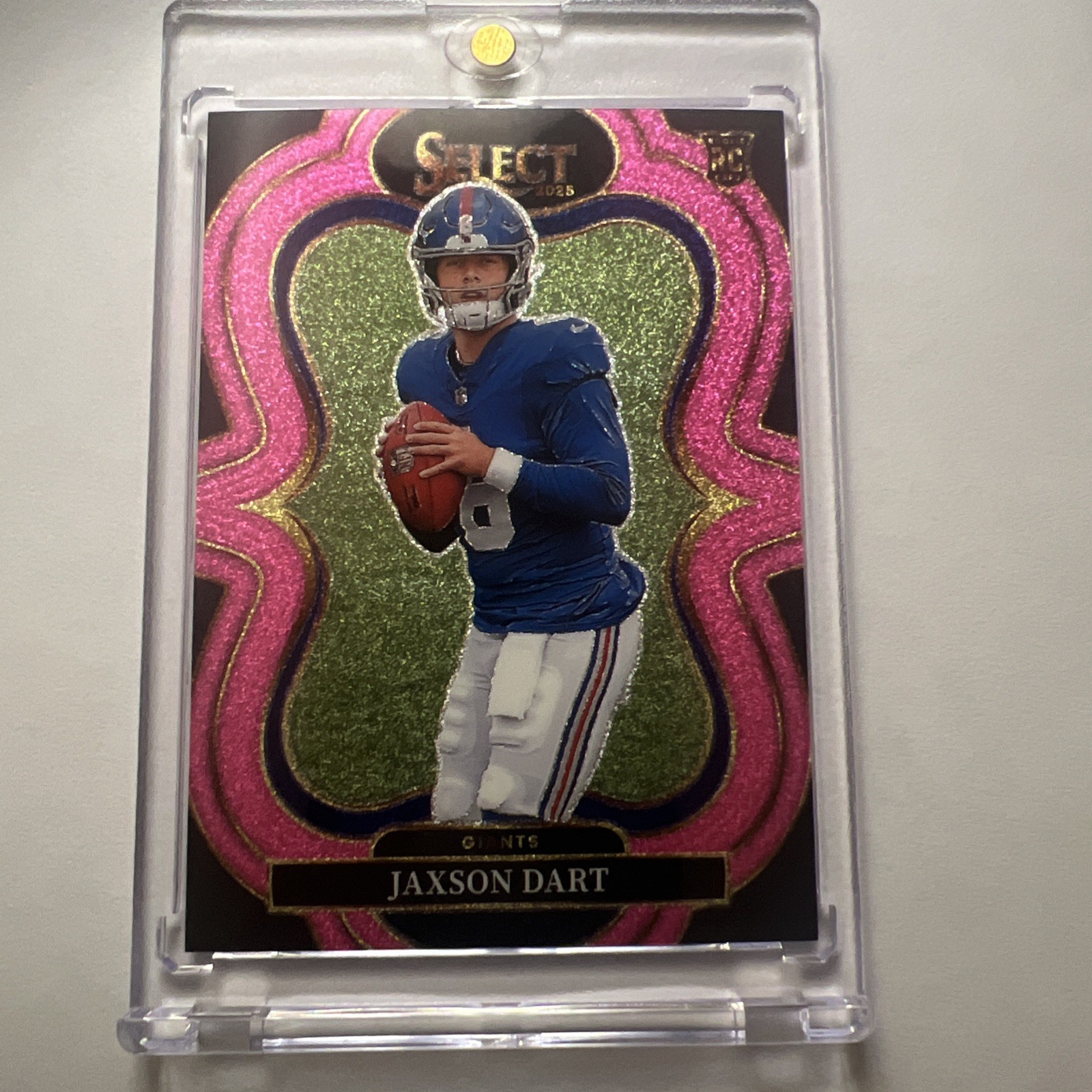 Jaxson Dart 2025 Panini Select RC #393 Pink Glitter Prizm /15 Giants Rc Bookend