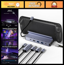 6-in-1 USB C Docking Station for Steam Deck/OLED/ROG Ally, 4K HDMI, Ethernet, PD