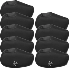 Golf Iron Covers 9pcs or 1pc Saffiano Leather Magnetic Club Headcover Black 