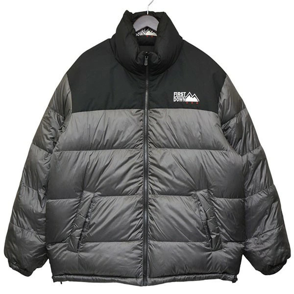 First Down Reversible Down Jacket Black Gray L Us… - image 3