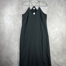 Old Navy Maxi Slip Dress Womens Medium Black Sleeveless Minimalist V-Neck NEW