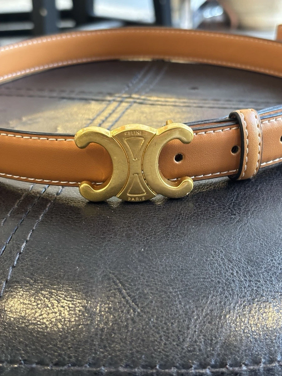 Celine Paris ~ Women’s Large (110) ~ Italy ~ Brown Leather W/ Gold Buckle Belt Celine woman main image 3